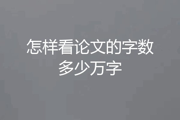 怎样看论文的字数多少万字