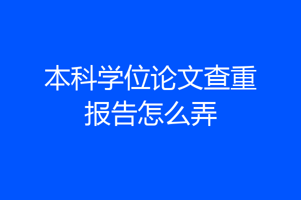 本科学位论文查重报告怎么弄