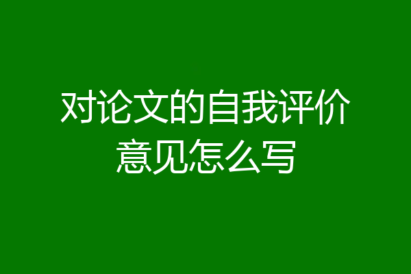 对论文的自我评价意见怎么写