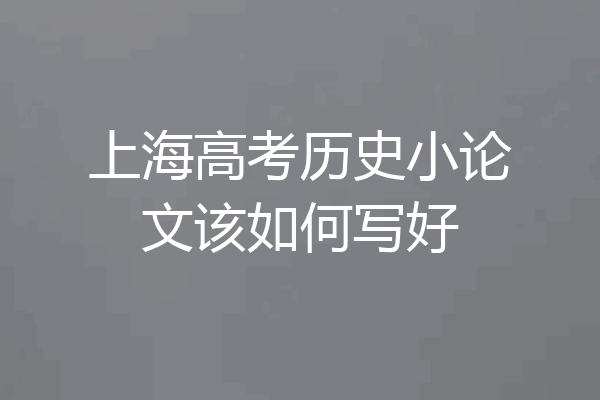 上海高考历史小论文该如何写好