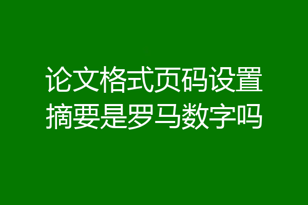 论文格式页码设置摘要是罗马数字吗