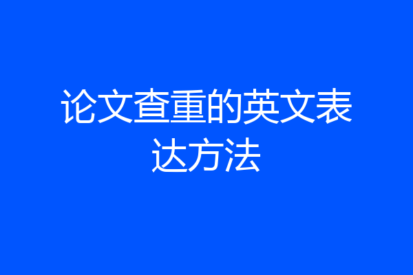 论文查重的英文表达方法