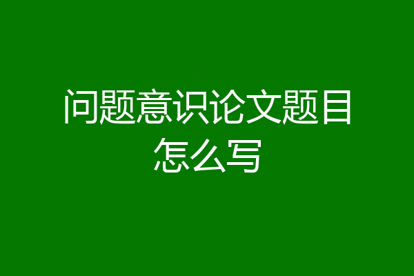 问题意识论文题目怎么写