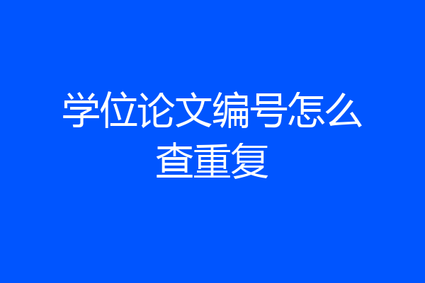 学位论文编号怎么查重复