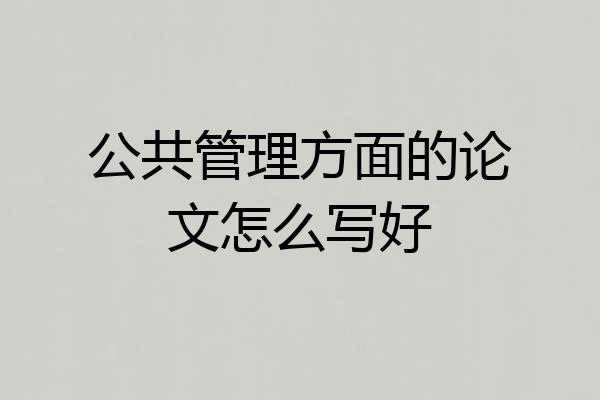公共管理方面的论文怎么写好