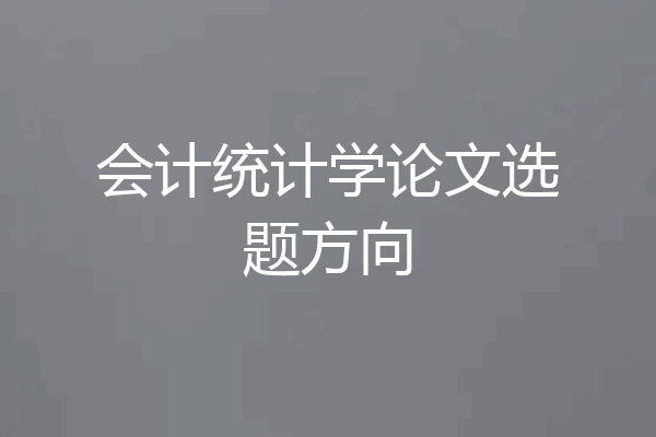 会计统计学论文选题方向