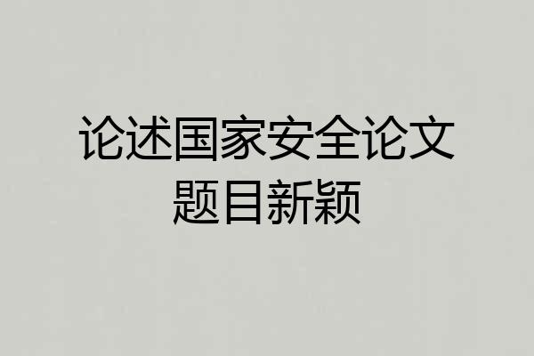 论述国家安全论文题目新颖