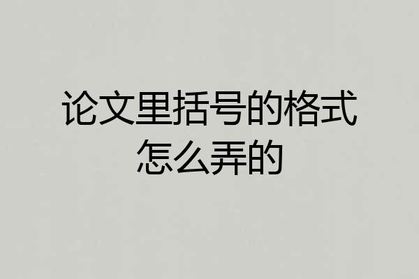 论文里括号的格式怎么弄的