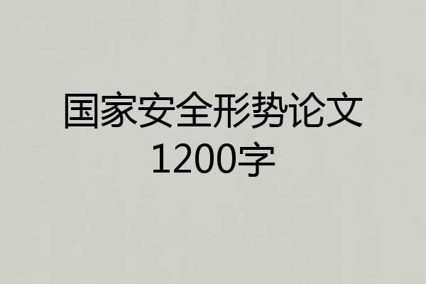 国家安全形势论文1200字