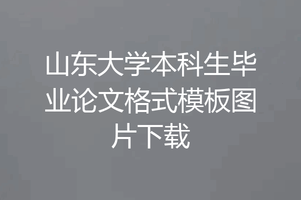 山东大学本科生毕业论文格式模板图片下载