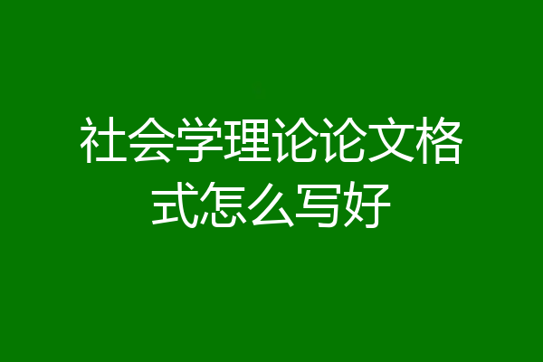 社会学理论论文格式怎么写好