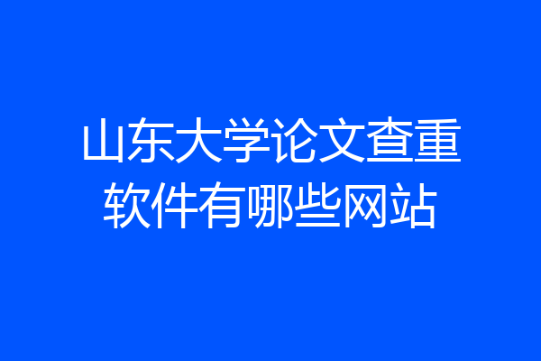 山东大学论文查重软件有哪些网站