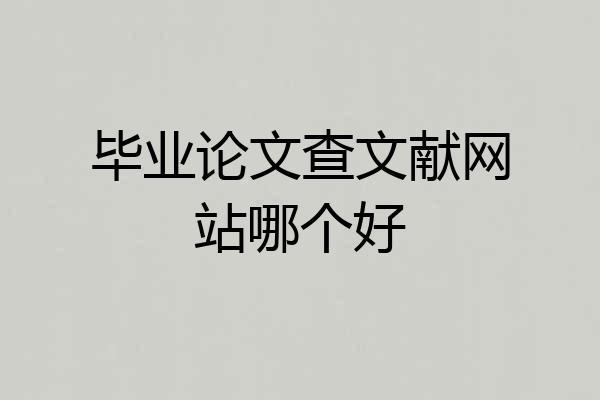 毕业论文查文献网站哪个好