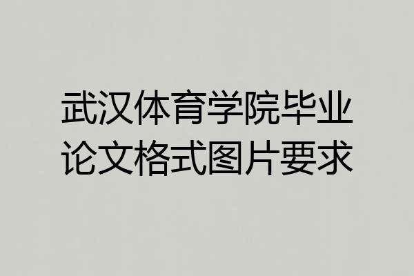 武汉体育学院毕业论文格式图片要求