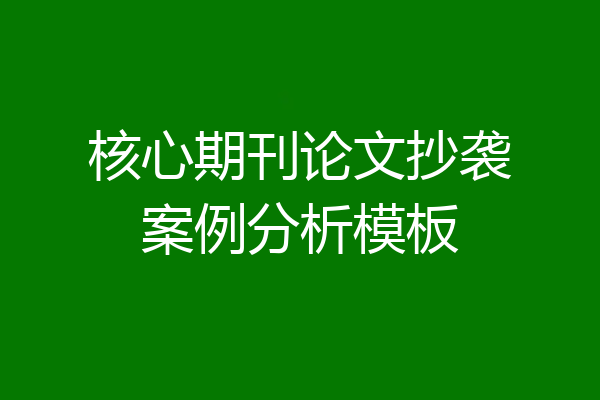 核心期刊论文抄袭案例分析模板
