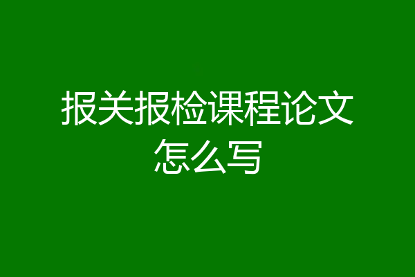 报关报检课程论文怎么写