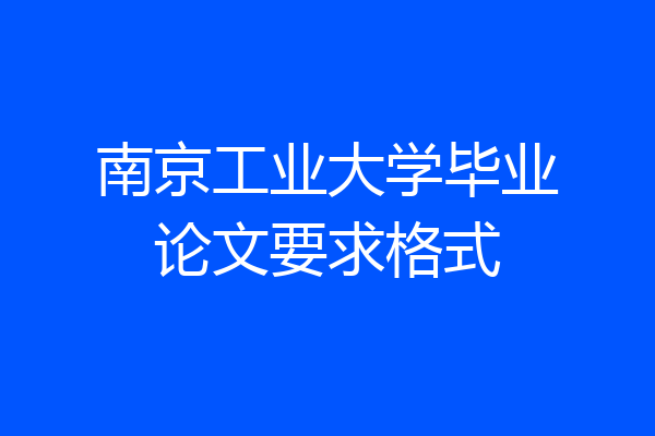 南京工业大学毕业论文要求格式