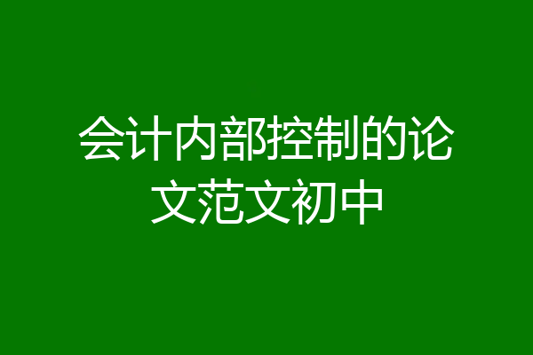 会计内部控制的论文范文初中
