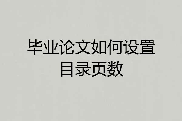 毕业论文如何设置目录页数