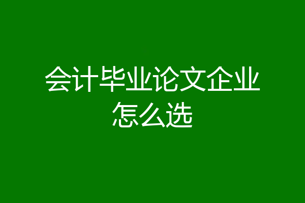 会计毕业论文企业怎么选