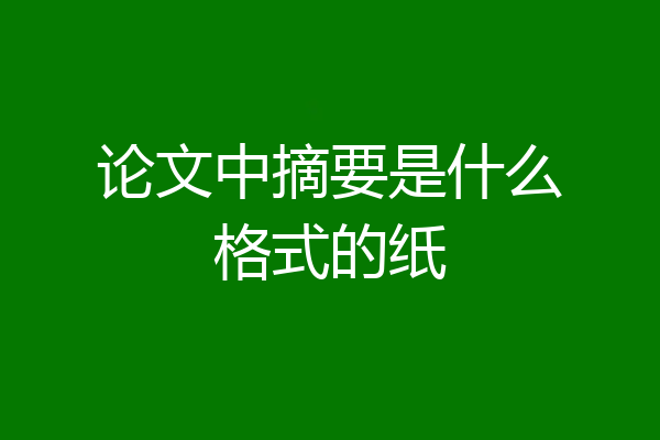 论文中摘要是什么格式的纸