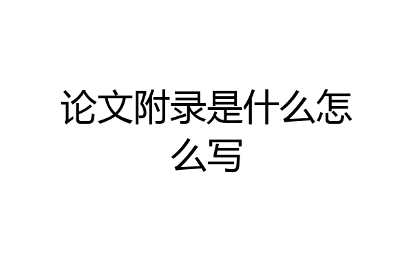 论文附录是什么怎么写