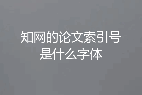 知网的论文索引号是什么字体
