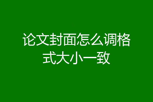 论文封面怎么调格式大小一致