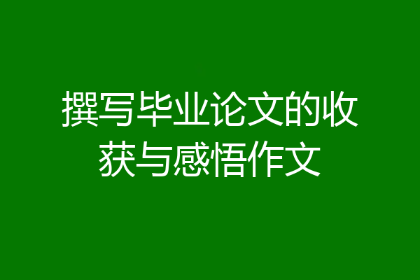 撰写毕业论文的收获与感悟作文