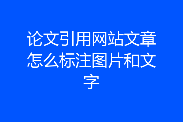 论文引用网站文章怎么标注图片和文字