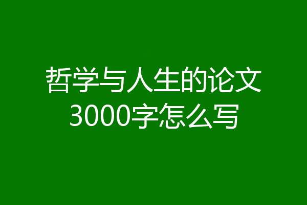 哲学与人生的论文3000字怎么写