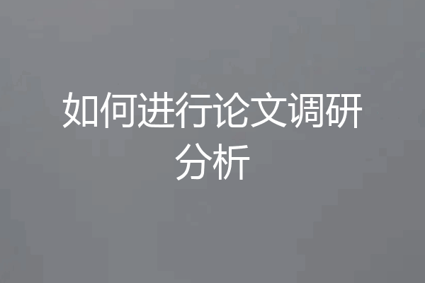 如何进行论文调研分析