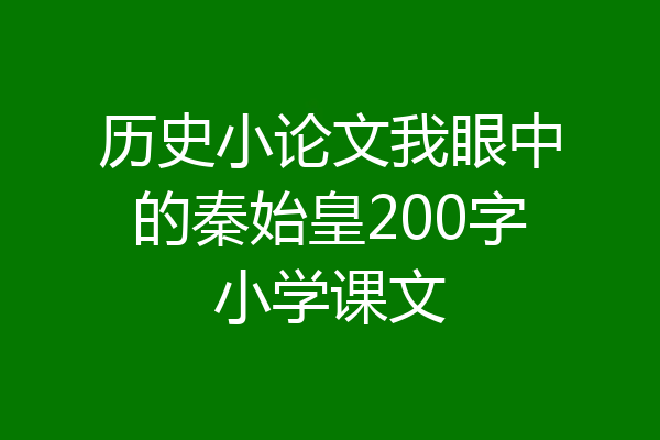 历史小论文我眼中的秦始皇200字小学课文