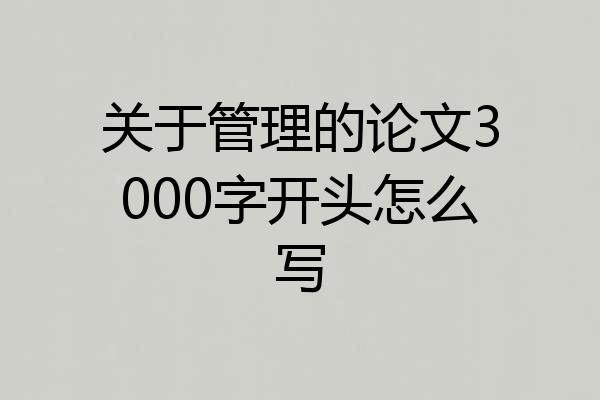 关于管理的论文3000字开头怎么写
