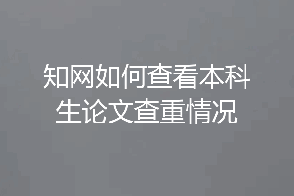 知网如何查看本科生论文查重情况