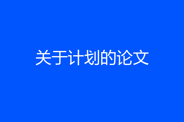 关于计划的论文