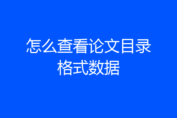 怎么查看论文目录格式数据