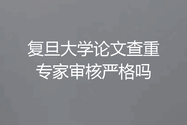 复旦大学论文查重专家审核严格吗