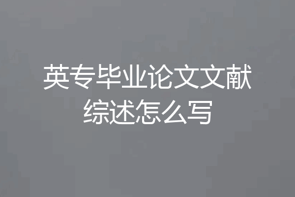 英专毕业论文文献综述怎么写