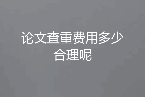 论文查重费用多少合理呢
