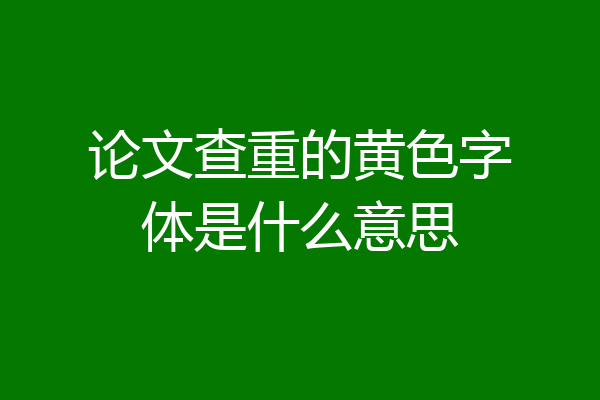 论文查重的黄色字体是什么意思