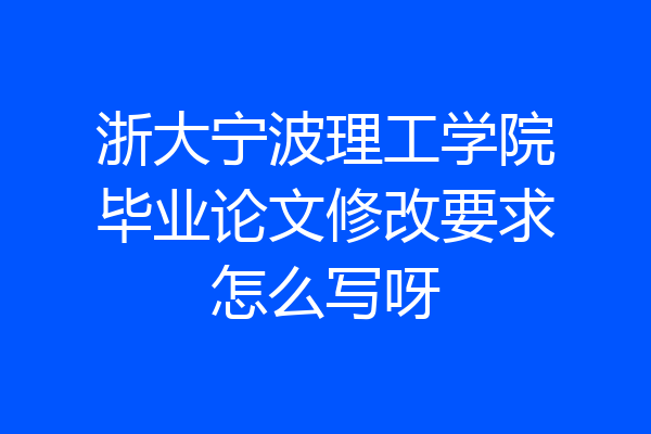 浙大宁波理工学院毕业论文修改要求怎么写呀