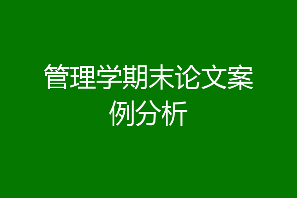 管理学期末论文案例分析