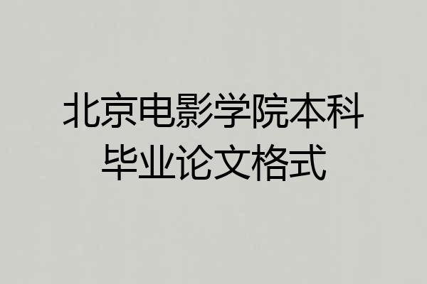 北京电影学院本科毕业论文格式