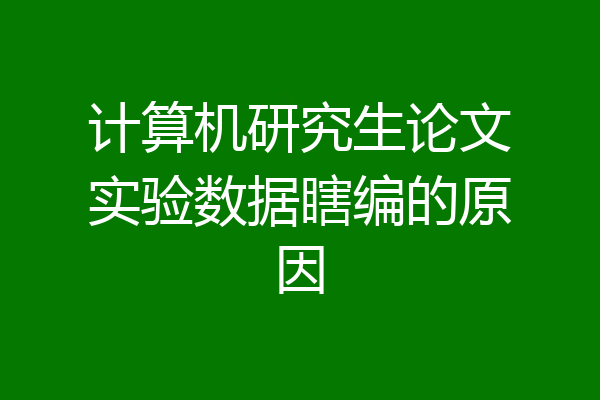 计算机研究生论文实验数据瞎编的原因