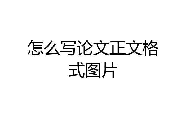 怎么写论文正文格式图片