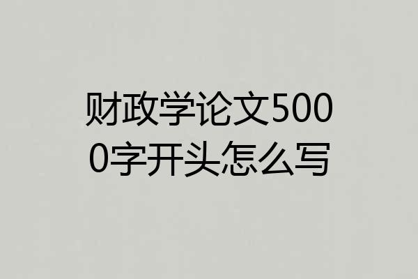 财政学论文5000字开头怎么写
