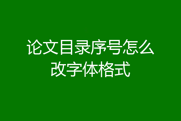 论文目录序号怎么改字体格式