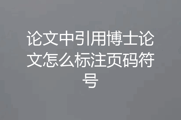 论文中引用博士论文怎么标注页码符号