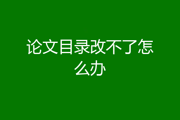 论文目录改不了怎么办